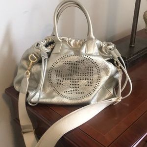 Tory Burch crossbody w/ strap … great condition … pewter color